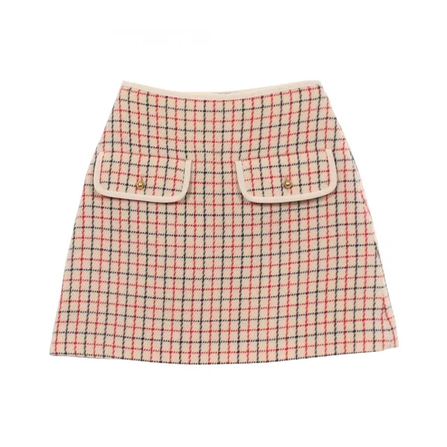 Miu Miu Skirt Plaid Wool in Wool from The Reluxe
