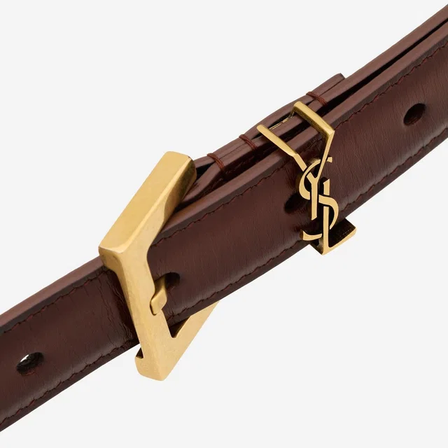 Saint Laurent Cassandre Belt — Brown Calfskin in Brown Calfskin from HEWI