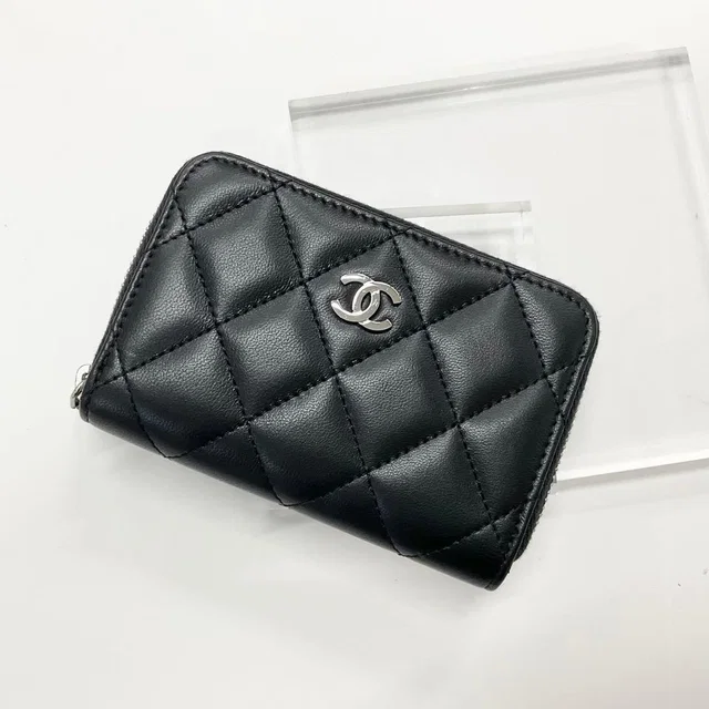 Chanel Quilted Lambskin CC Logo Coin Case Card in Lambskin from The Reluxe