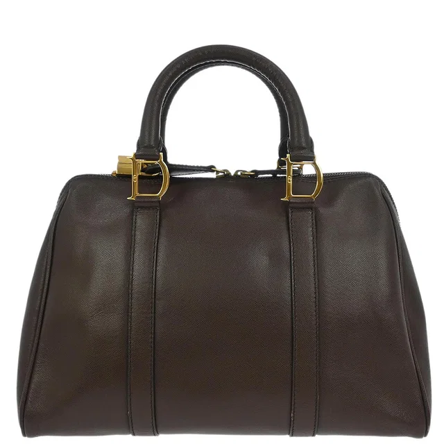Dior Brown Leather Duffle Handbag in Brown Leather from AMORE Vintage Tokyo