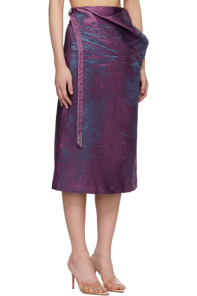 Diesel Purple Satin Denim Midi Skirt, photo 2 of 4 from SSENSE