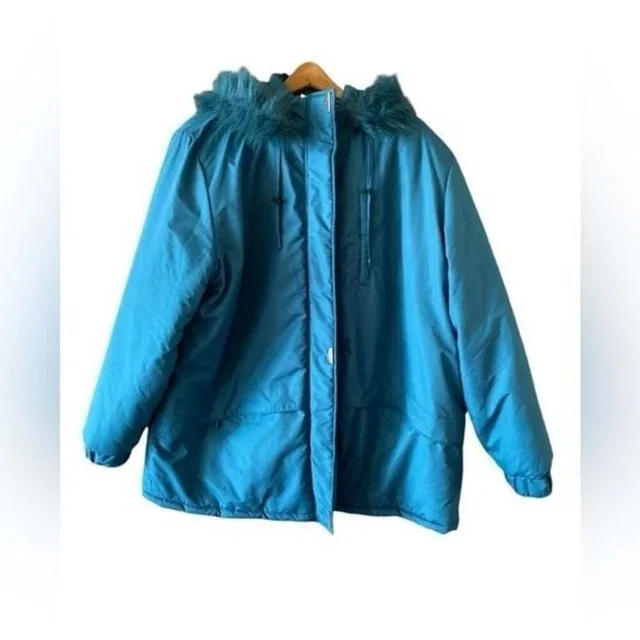 Vtg Women's Ladies Dark Blue Tudor Court By Haband Winter Jacket Coat W/Hood Siz in blue from Poshmark