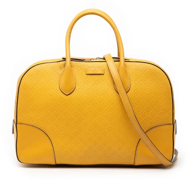Yellow Gucci Diamante Bright Leather Satchel in Yellow Leather from Designer Revival, photo 1 of 1