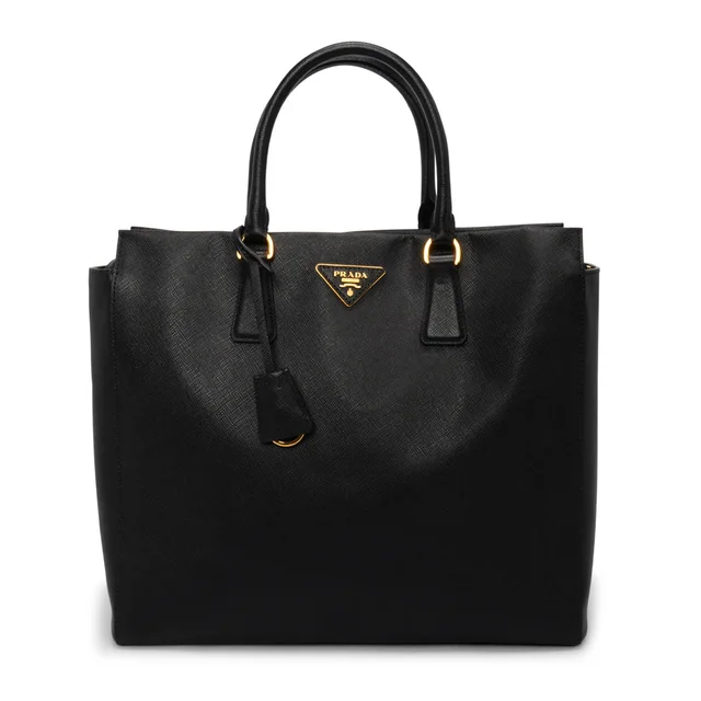Prada Saffiano Lux Top Handle Tote in Black Saffiano leather from Blue Spinach