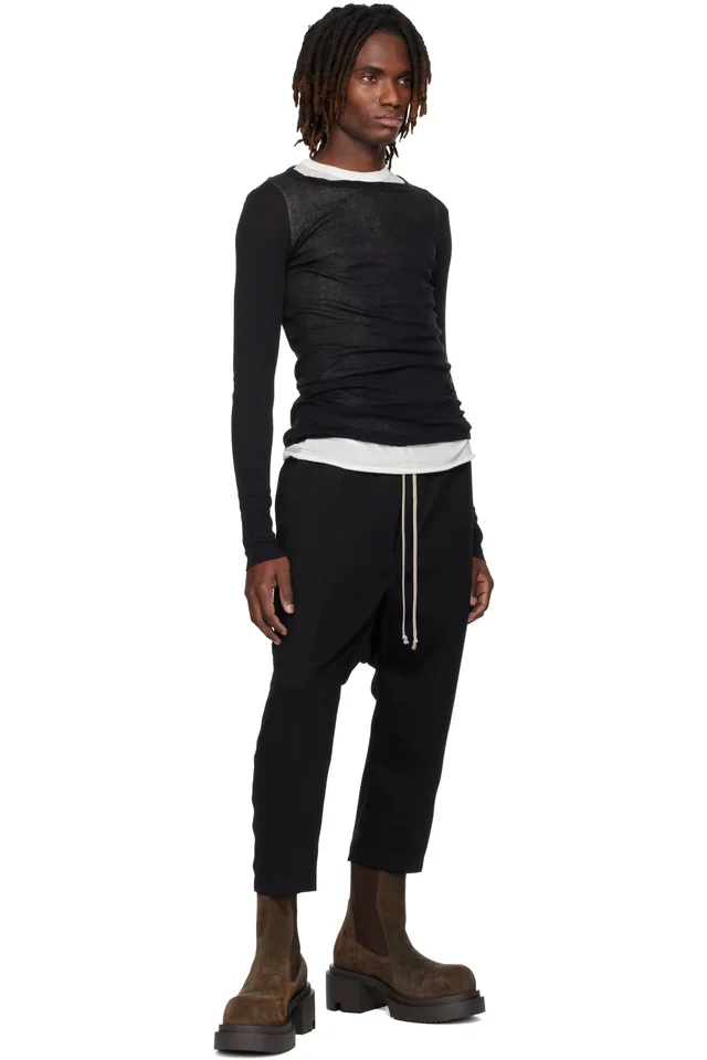 Rick Owens Black Temple Rib LS T-shirt, photo 4 of 4 from SSENSE