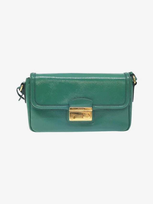 Prada Green patent Saffiano leather shoulder bag in Green Saffiano leather from Sign of the Times