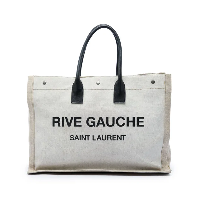 Beige Saint Laurent Large Canvas Rive Gauche Tote in Beige Canvas from Designer Revival