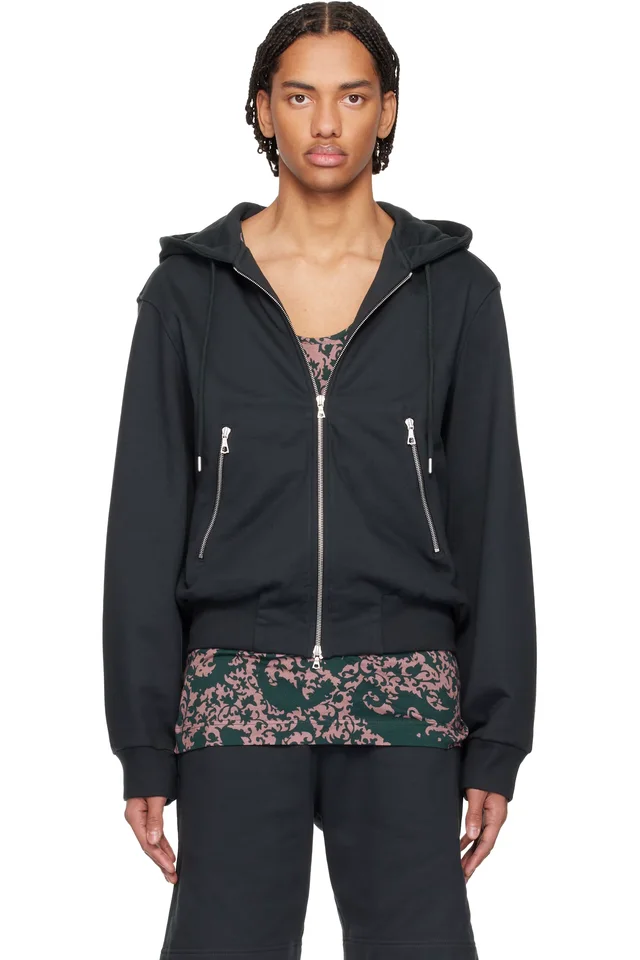Black Loose Zipped Hoodie, image 1 of 1 from SSENSE