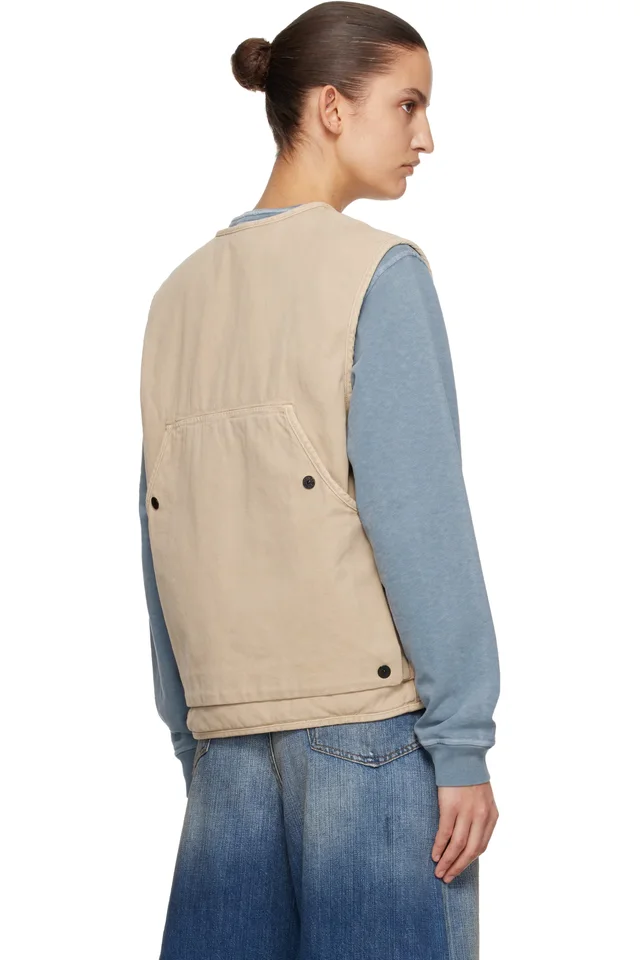 Stone Island Beige 6100007 Organic Panama Cotton 'Old' Effect Vest, photo 3 of 4 from SSENSE