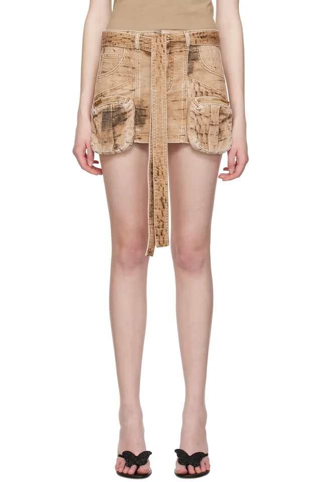 Blumarine Tan Cargo Denim Miniskirt, image 1 of 1 from SSENSE