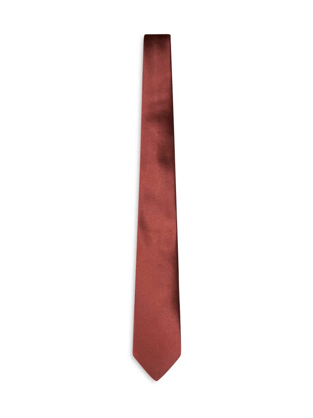 Saint Laurent Silk Satin Necktie — Brown Neckties in Brown Satin from HEWI