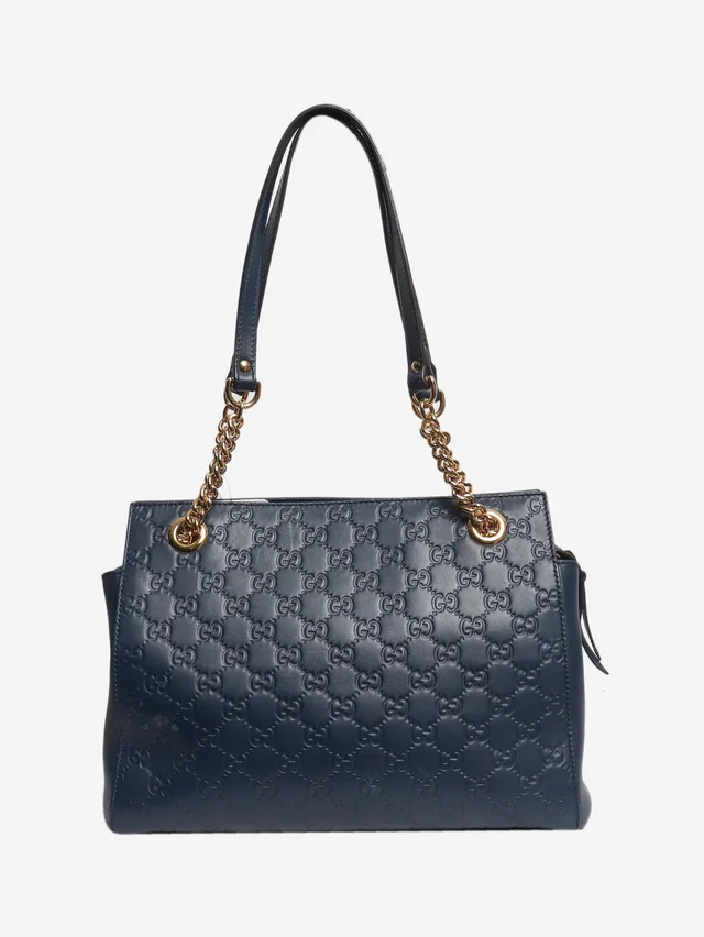 Gucci Blue Guccissima leather tote bag in Blue Leather from Sign of the Times