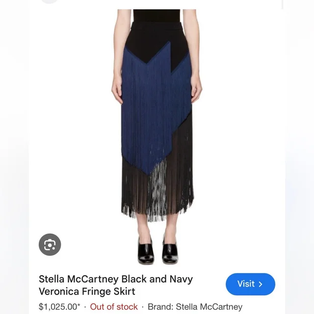 Stella McCartney Black And Navy Fringe Midi Skirt in blue|black from Poshmark, photo 1 of 1