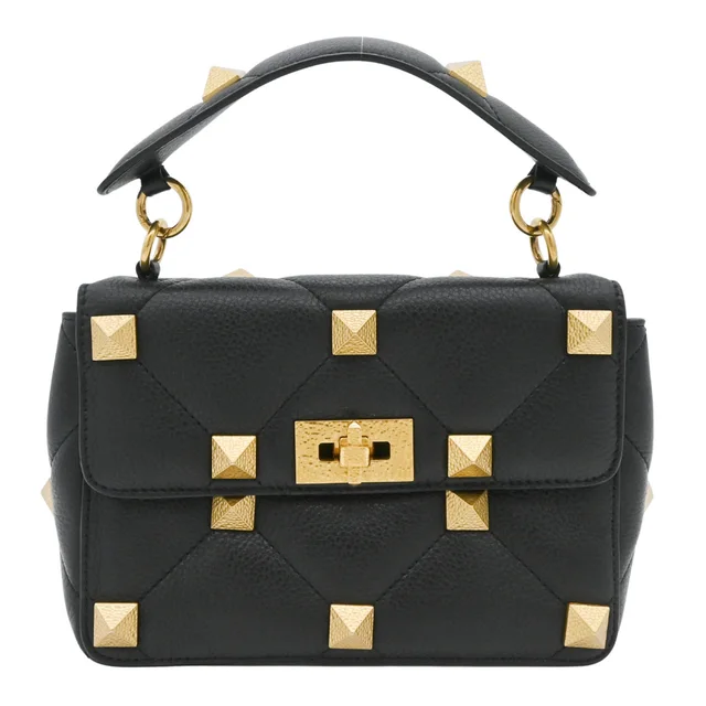 Valentino Garavani Roman Stud Top Handle Bag in Suede from Clotheshorse Anonymous