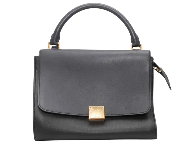 Black Celine Trapeze Bag in Black Leather from Designer Revival