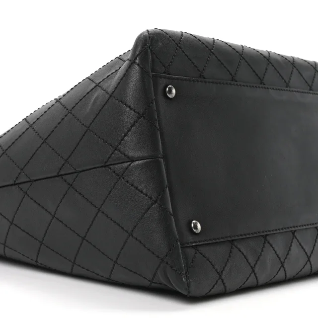 Chanel Stitched Large Shopping Tote Black in Black Calfskin from FASHIONPHILE, photo 8 of 9
