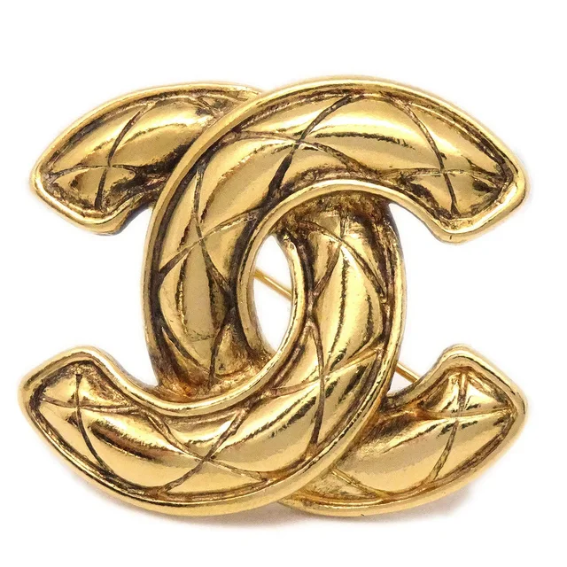 Chanel 1986-1994 Quilted CC Brooch Small 1153 from AMORE Vintage Tokyo