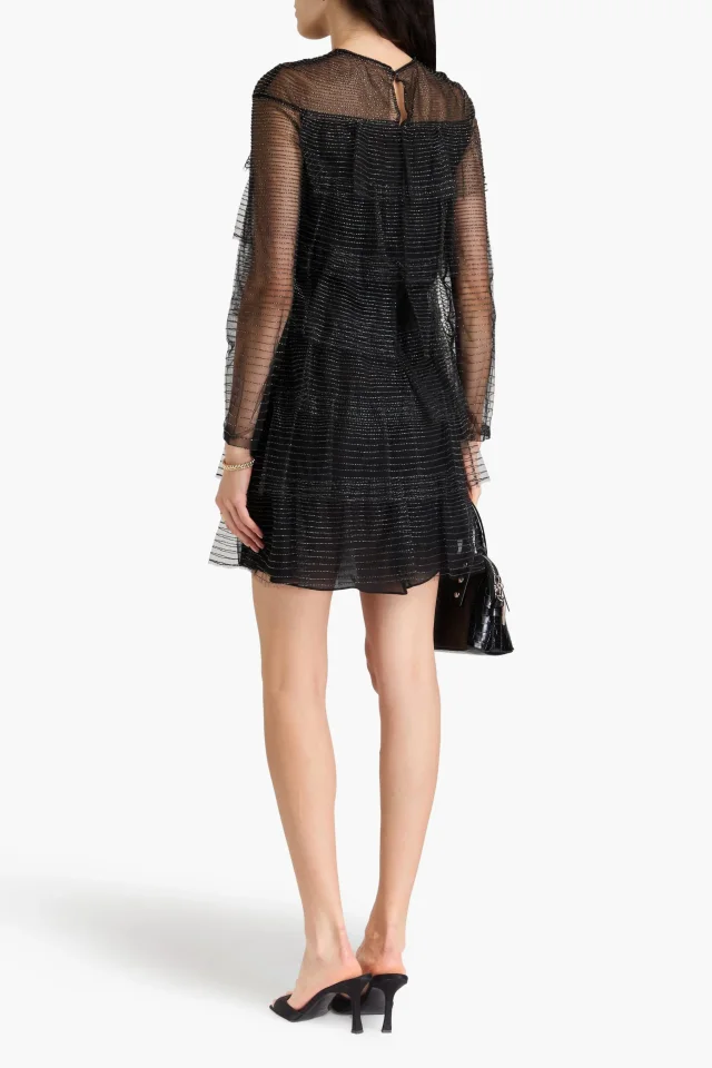 Valentino Garavani Bead-Embellished Tiered Tulle Mini Dress in Black, photo 3 of 4 from THE OUTNET
