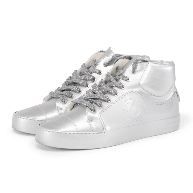 Chanel High Top Sneakers 42 in Silver from Blue Spinach
