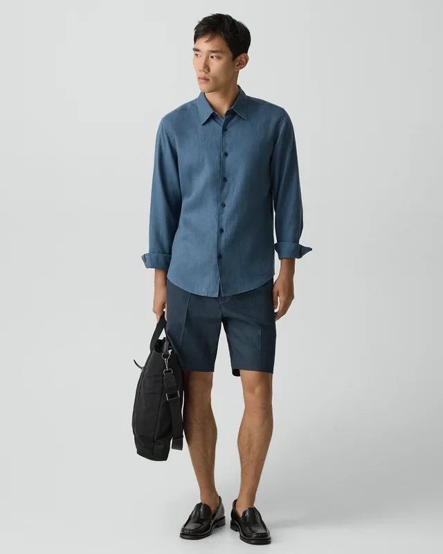 Theory Irving Shirt in Relaxed Linen in BERING 100% Linen, photo 5 of 12 from Theory