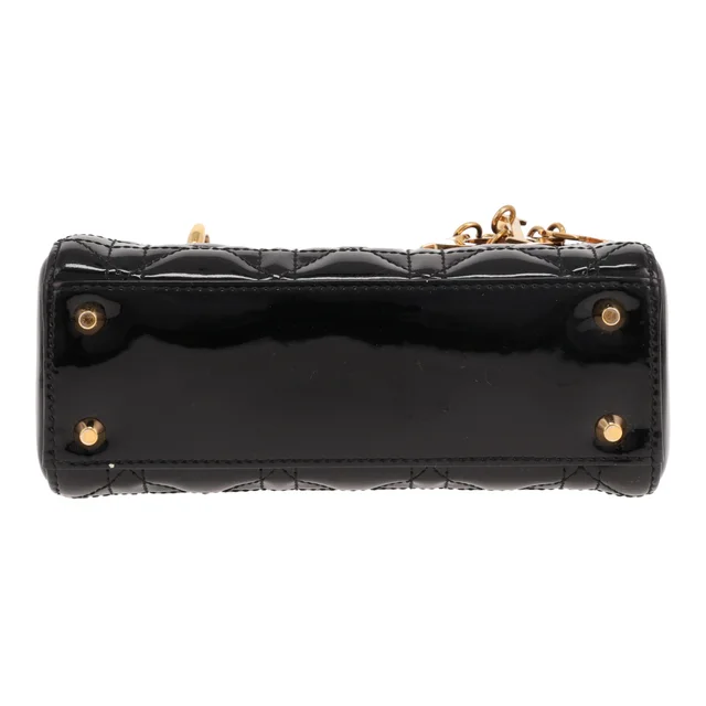 Lady Dior mini handbag in black patent leather in Black Patent leather from Collector Square, photo 3 of 3
