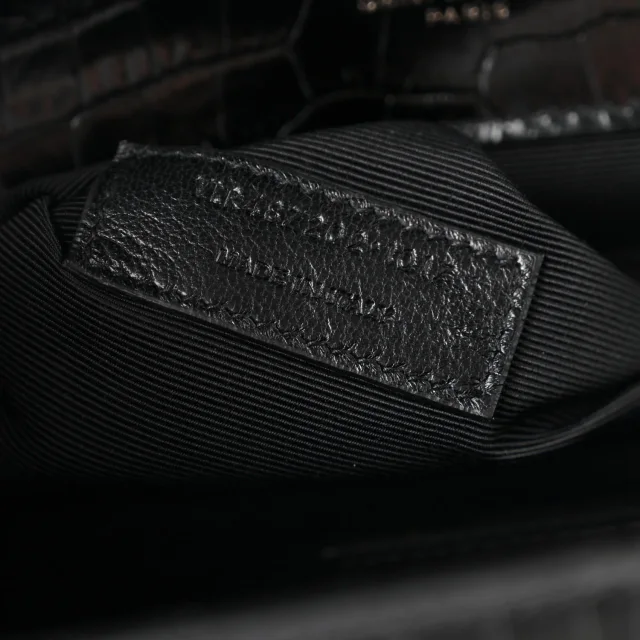 Saint Laurent Crocodile Embossed Monogram Large Satchel Black in Black Calfskin from FASHIONPHILE, photo 7 of 10