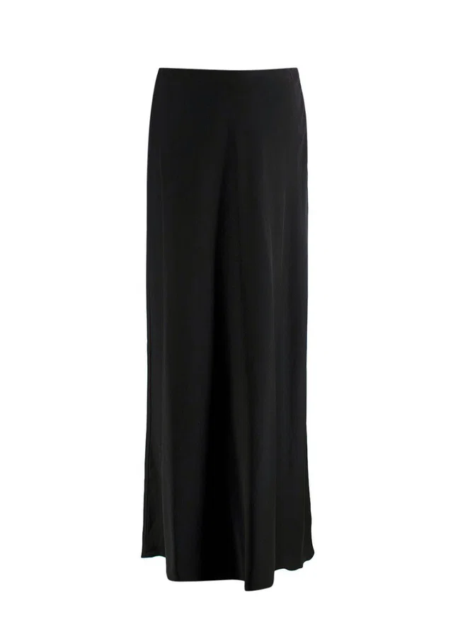 SIMKHAI Black Satin Midi Skirt in Black Satin from HEWI