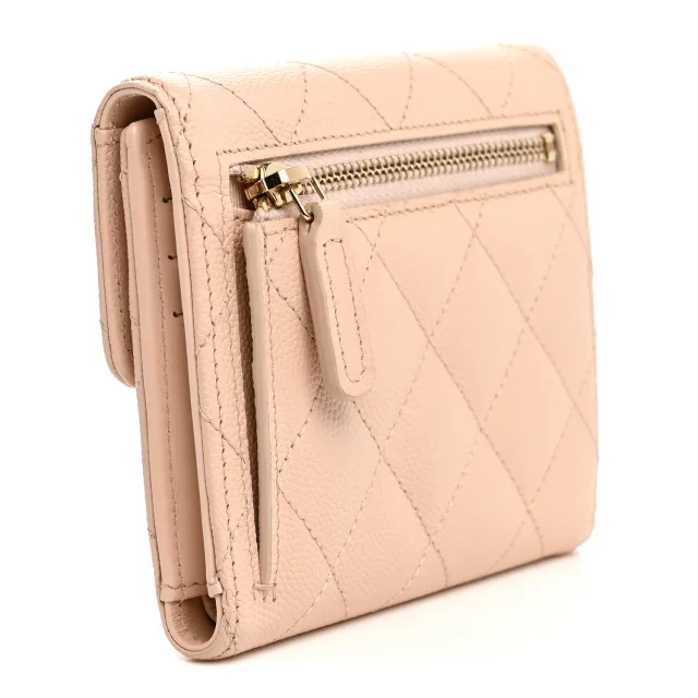 Chanel Caviar Quilted Compact Flap Wallet Beige in Beige Caviar leather from FASHIONPHILE, photo 3 of 8