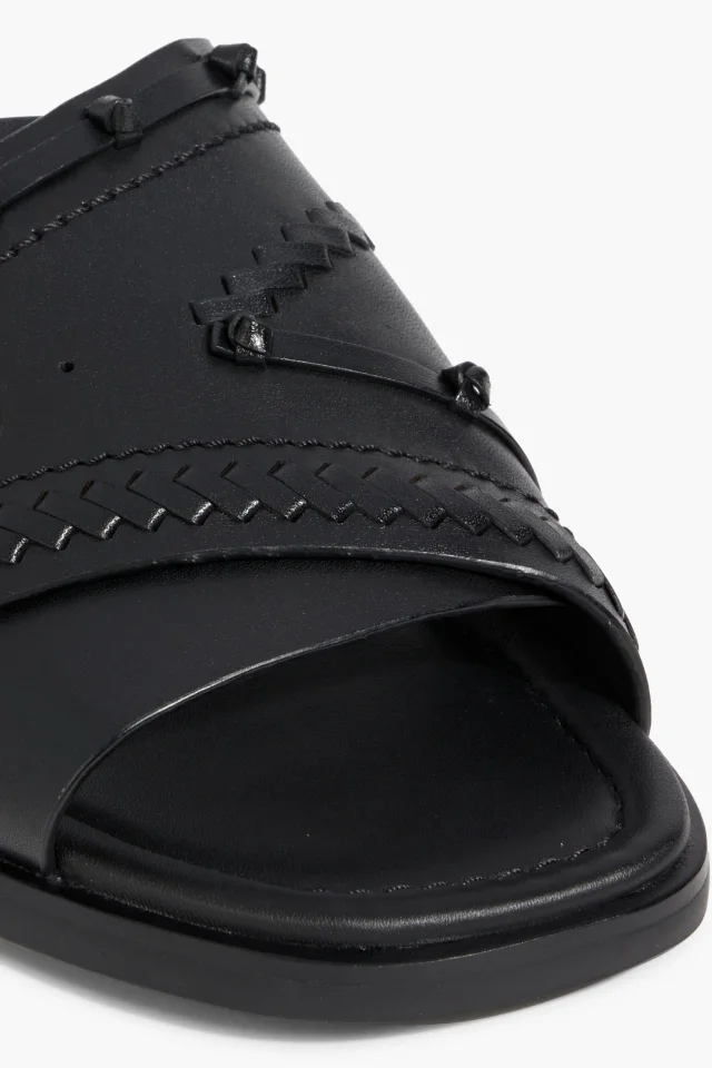 3.1 Phillip Lim Craft Studded Knotted Leather Flat Sandals in Black, photo 4 of 4 from THE OUTNET