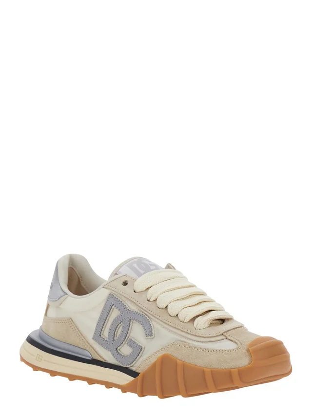 DOLCE E GABBANA 'DG Athletic' White Sneaker with DG Logo on the Side in Leather Woman in White 90% Lamb 10% Sheep, photo 4 of 8 from Gaudenzi Boutique