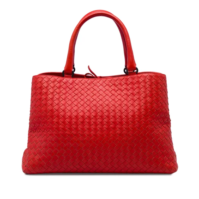 Red Bottega Veneta Nappa Intrecciato Milano Tote in Red Nappa leather from Designer Revival, photo 1 of 1