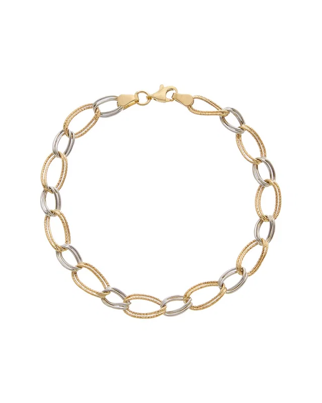 Italian Gold 10K Twist Oval /Polished Alternate Link Bracelet, image 1 of 1 from Rue La La