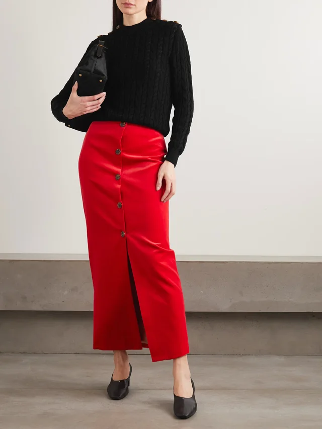 BLAZÉ MILANO Button-embellished cable-knit cotton sweater in Black, photo 2 of 2 from NET-A-PORTER (Canada)