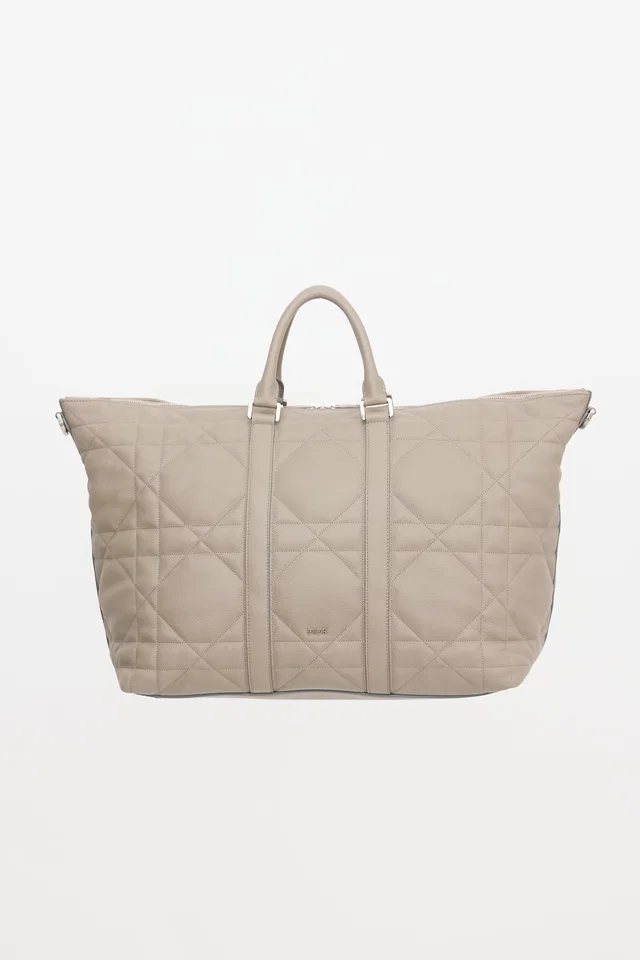 Dior 2024 Leather Maxi Cannage Weekender Bag in Leather from VSP Consignment