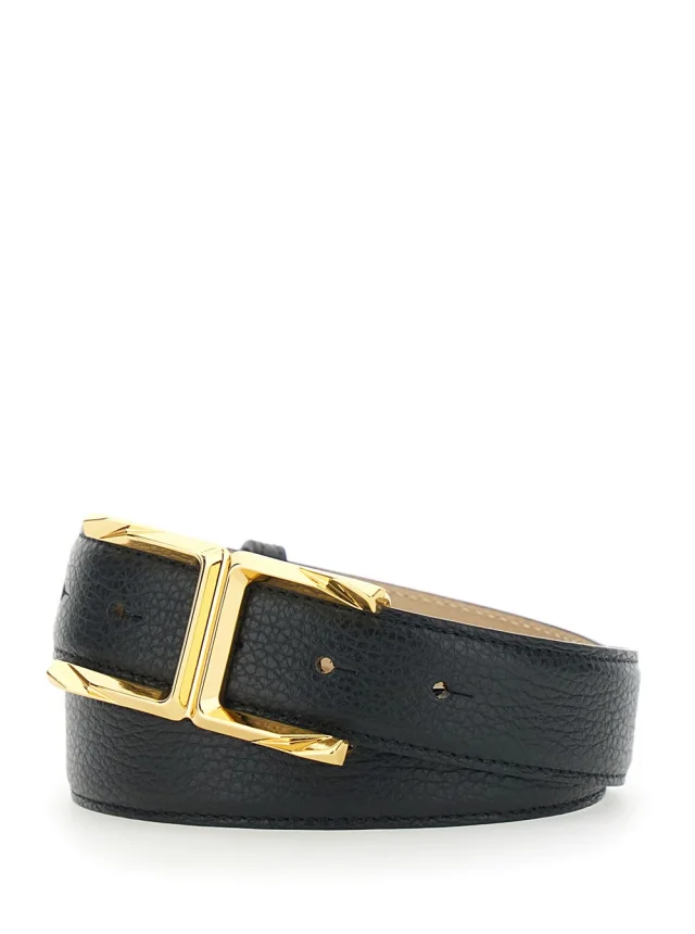ELISABETTA FRANCHI Belt 'CT88S62E2110' with Metal Details in Black Women in Black, photo 3 of 6 from Gaudenzi Boutique