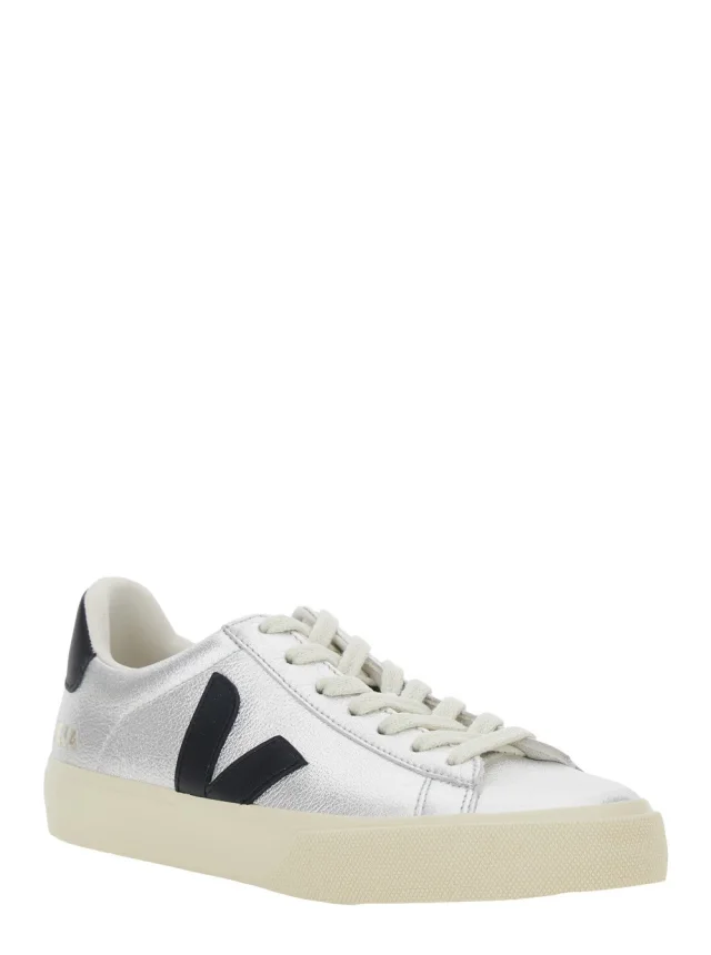 VEJA Sneaker 'Campo' with Contrast Heel with Lettering Logo and Logo Patch on the Side in Metallic Leather Unisex in 100% Organic Traced leather, photo 3 of 6 from Gaudenzi Boutique