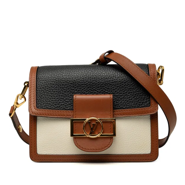 Black Louis Vuitton Taurillon Mini Dauphine Satchel in Black Leather from Designer Revival