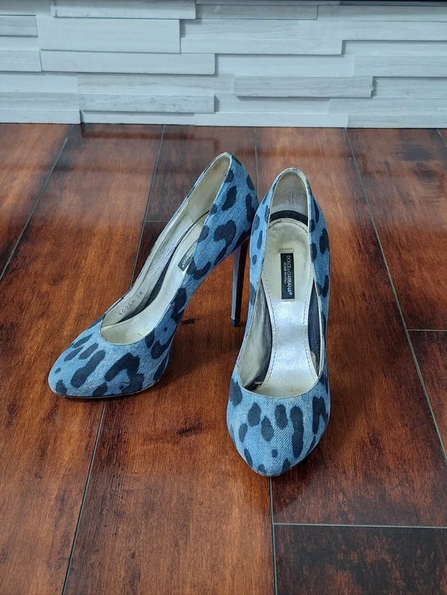 Dolce & Gabbana Leopard Print Denim Pumps Heels Eu 38 Us 7.5 Made In Italy in blue Denim from Poshmark