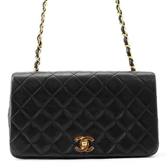 Chanel Full flap ChainShoulder Bag BlackA02500 Lambskin Size 23 in Lambskin from GALLERY RARE