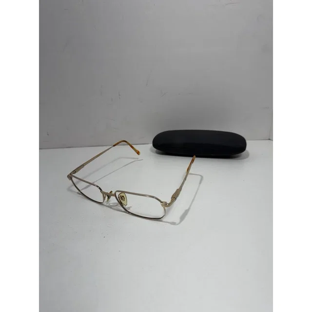 Lanvin 55 18 Gold Metal Full Rim Geometric Eyeglasses Frame Vintage in gold from Poshmark