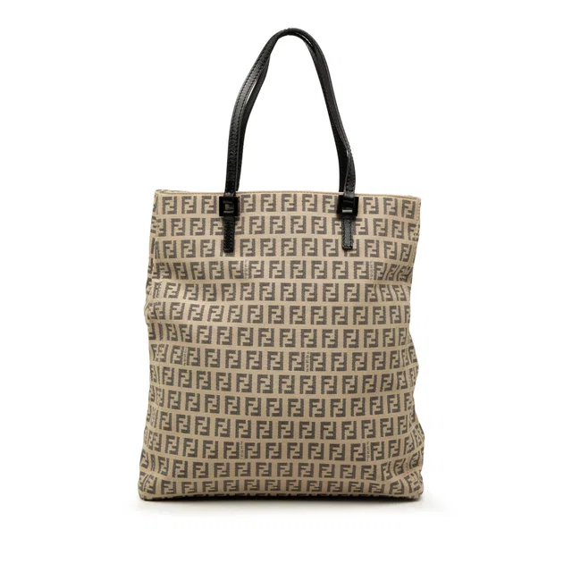 Beige Fendi Zucchino Canvas Tote in Beige Canvas from Designer Revival