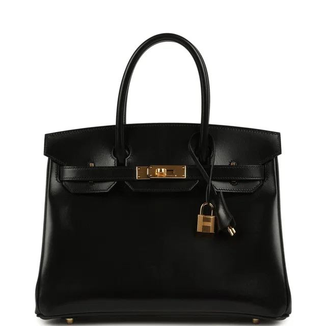 Hermès Birkin 30 Black Box Gold Hardware in Black Calfskin from Madison Avenue Couture
