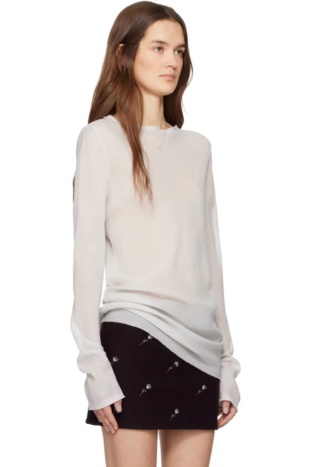 Rier Gray Wool Gauze Blouse, photo 2 of 4 from SSENSE