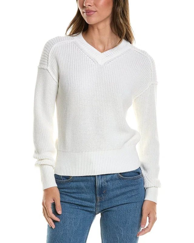 Cotton by Autumn Cashmere Exposed Seam V-Neck Sweater, image 1 of 1 from Gilt
