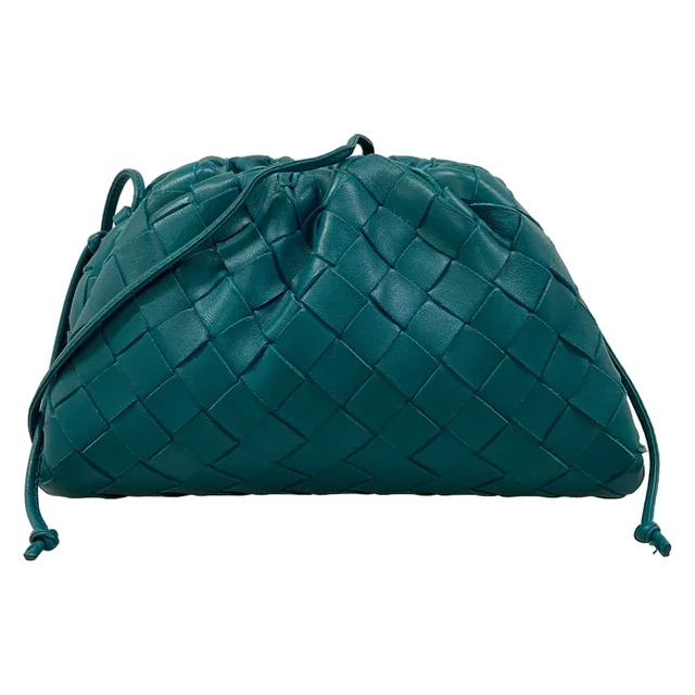 Bottega Veneta Shoulder Bag Mini the Pouch Intrecciato Turquoise Blue Kiss Lock in Blue Woven leather from The Reluxe