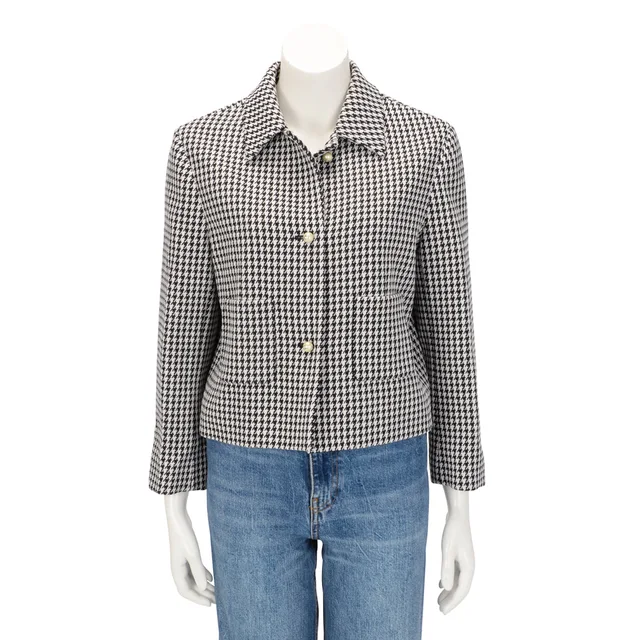 Dior Houndstooth Jacket FR 40 in Black & White Wool from Blue Spinach