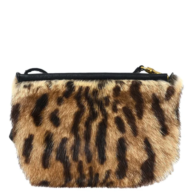 Celine Brown Fur Crossbody Bag Pochette in Brown Leather from AMORE Vintage Tokyo