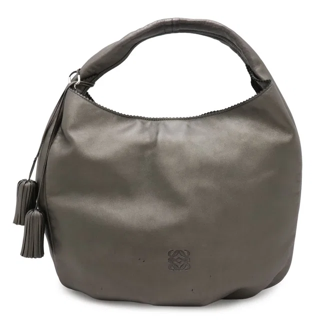 Loewe Viento 30 Anagram Shoulder Bag Fringe Charm Nappa Leather Metallic Silver in Silver Nappa leather from The Reluxe
