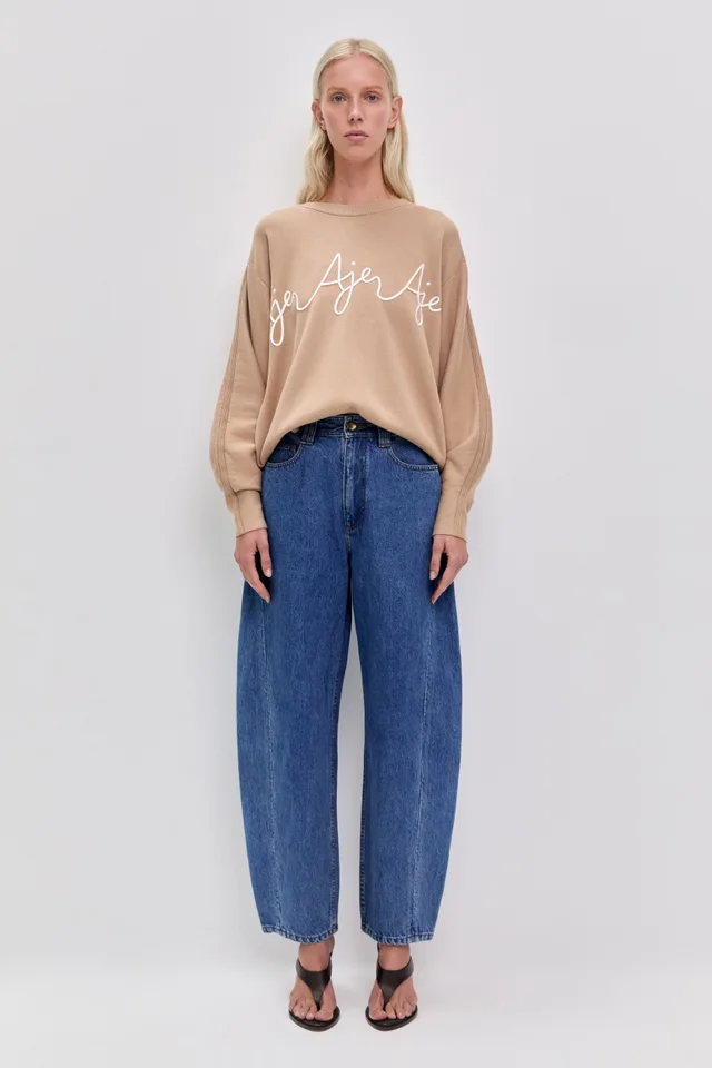 AJE Brigitte Logo Knit Jumper in Beige from Aje, photo 1 of 1
