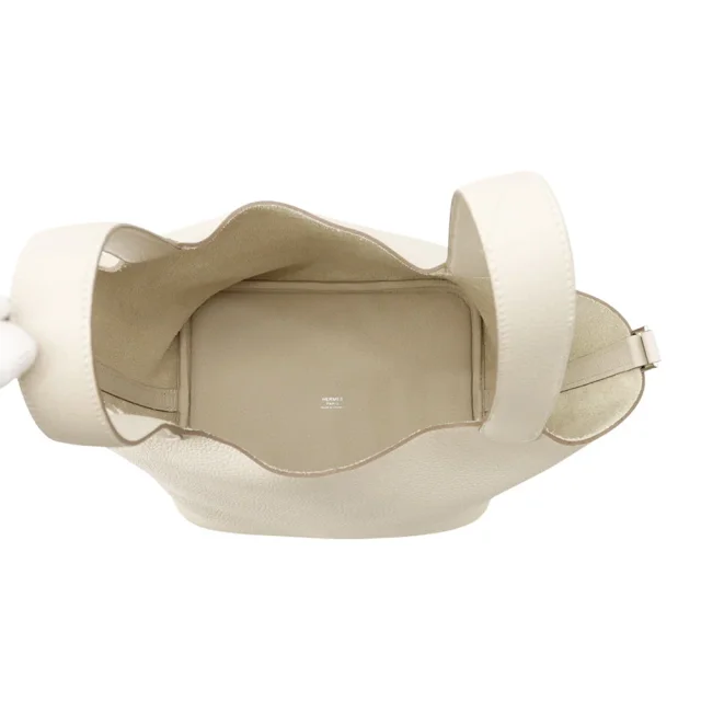 Hermès Picotin Lock Craie Taurillon Clemence Size MM in White Clemence leather from GALLERY RARE, photo 6 of 12